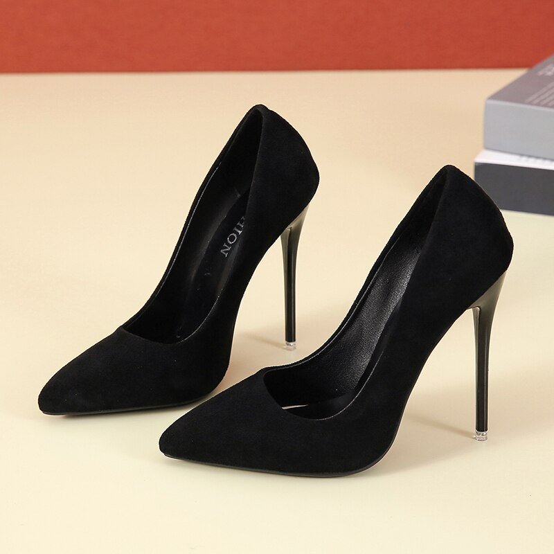 Big Size Womens Shoes Concise Flock High Heels Women Pumps