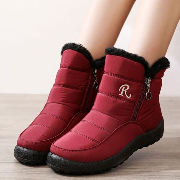 Women Boots Winter Waterproof Snow Boots Women Warm Cotton Padded Shoes Woman Double Zipper Thicken Plush