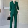 green-pant-suit