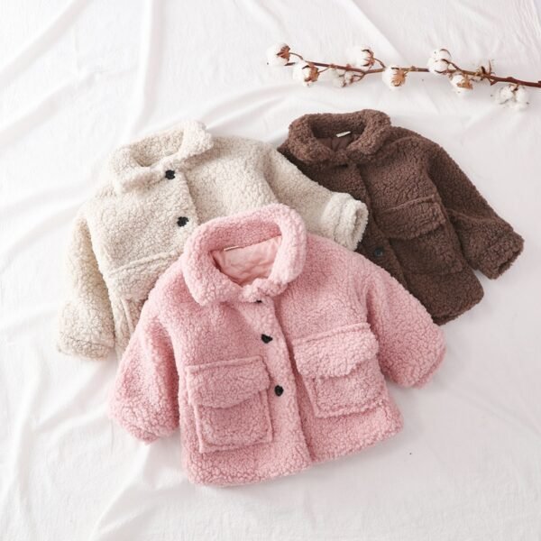 Fashion Baby Girl Boy Winter Jacket Thick Lamb Wool Infant Toddler Child Warm Sheep Like Coat Baby Outwear Cotton 1-8Y - Image 2