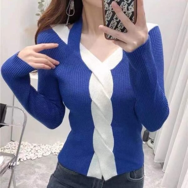 Halter Patchwork Knitting Sweaters Slim Sexy Club Autumn Winter Criss-cross Thick Lightly Cooked Women's Clothing Korean New