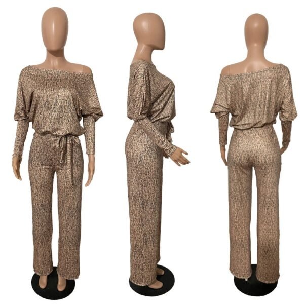 Jumpsuits Women  Spring Long Sleeve High Waist Loose Belt Wide Leg Jumpsuit Elegant Office Ne Piece Outfit Party Overalls - Image 4