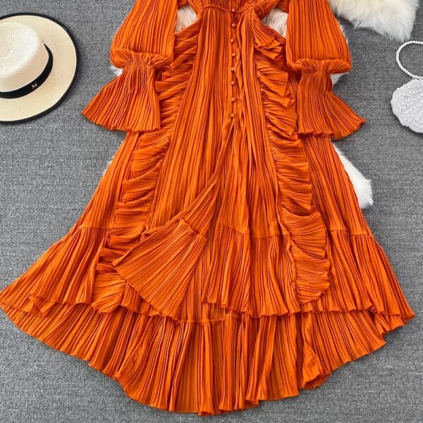 Holiday Style Ankle Length Long Dresses Women  Spring New V Neck Puff Sleeve Lace Elegant Evening Party Summer Dress - Image 6