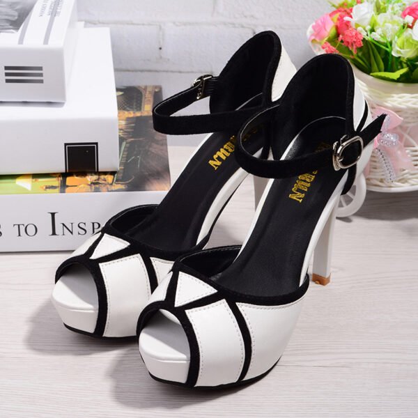 Summer Hollow Buckle Women's Shoes European American Fight Color Fish Mouth Fine with High Heels Fashion Classic Banquet Female - Image 5