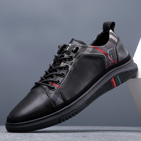 Genuine Leather Casual Shoes Men Sneakers Outdoor Walking Shoe Loafers Man Comfortable Breathable Male Light Footwear Plaid Shoe - Image 6