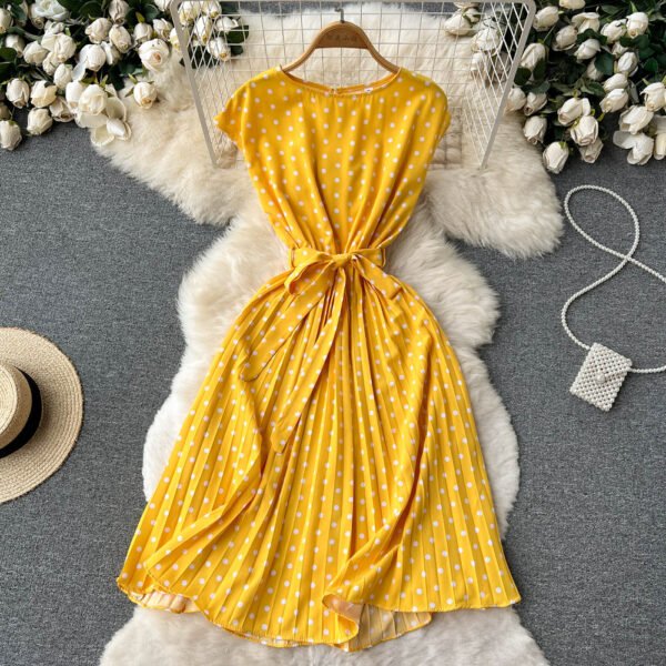 Summer Gentle Style French Retro Polka Dot Dress Sleeveless Lace Up Slim Waist Thin Vestido Sweet Pleated Femme Robe - Image 13