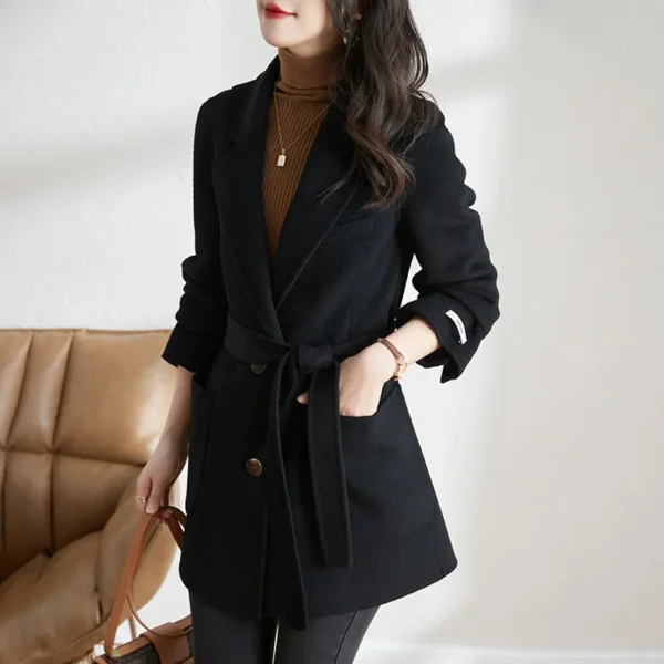 Fashion Autumn and Winter Elegant Temperament Fashion Slim Chic Formal Office Double-sided Cashmere Tweed Female Jacket - Image 3