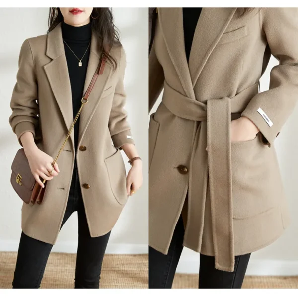 Fashion Autumn and Winter Elegant Temperament Fashion Slim Chic Formal Office Double-sided Cashmere Tweed Female Jacket - Image 6