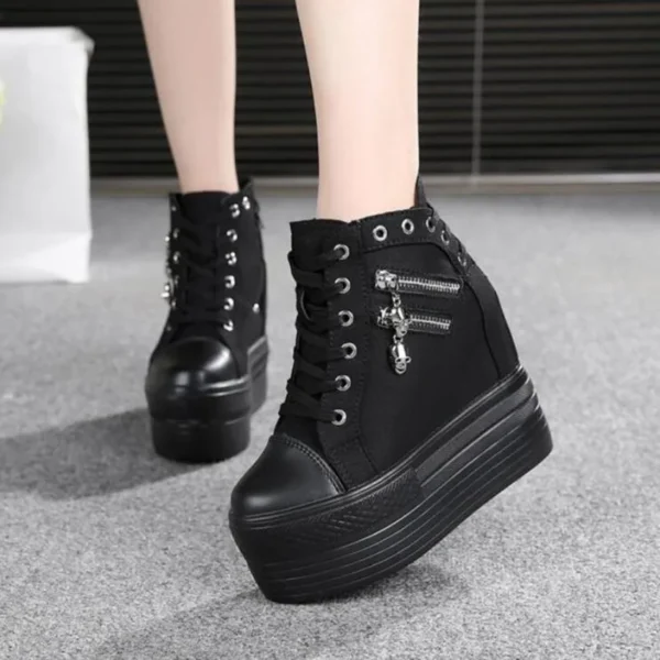 NEW Brand Hidden Heel Platform Sneakers Women's Breathable Wedge Canvas Shoes Woman Casual Ladies Boots Autumn Zapatos Mujer - Image 2