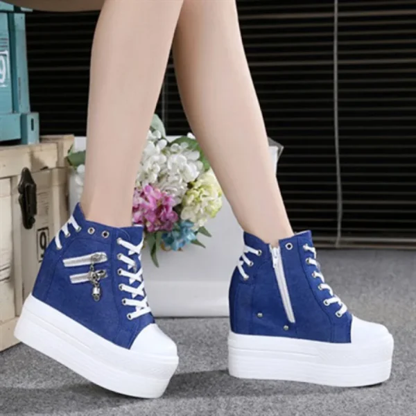 NEW Brand Hidden Heel Platform Sneakers Women's Breathable Wedge Canvas Shoes Woman Casual Ladies Boots Autumn Zapatos Mujer - Image 4