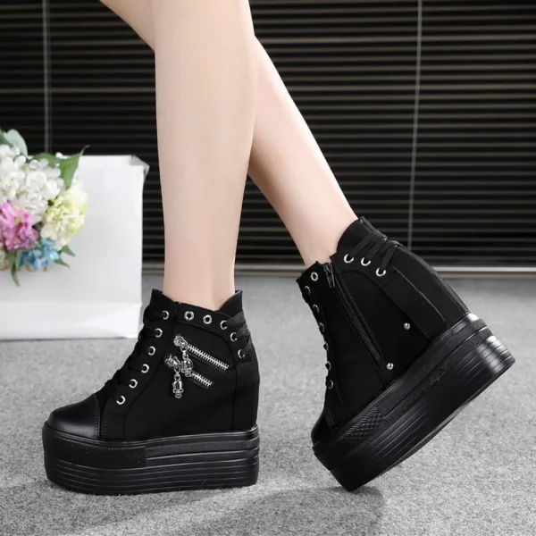 NEW Brand Hidden Heel Platform Sneakers Women's Breathable Wedge Canvas Shoes Woman Casual Ladies Boots Autumn Zapatos Mujer - Image 6