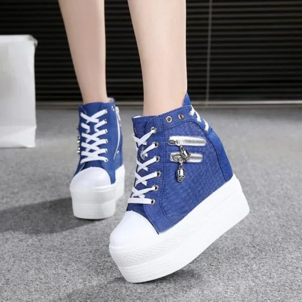 NEW Brand Hidden Heel Platform Sneakers Women's Breathable Wedge Canvas Shoes Woman Casual Ladies Boots Autumn Zapatos Mujer