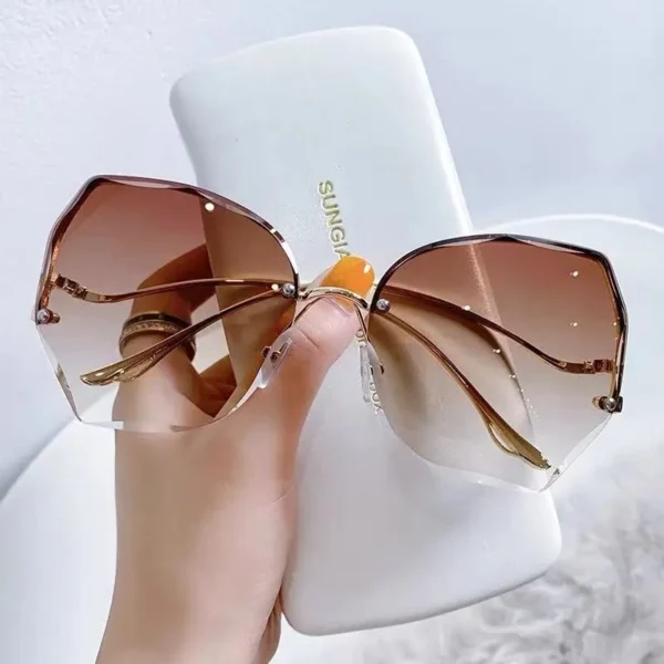 New Trimming Frameless Sunglasses Female Fashion Gradient Sunglasses Flower Sun Glassesfishing Glasses Cycling Glasses - Image 2