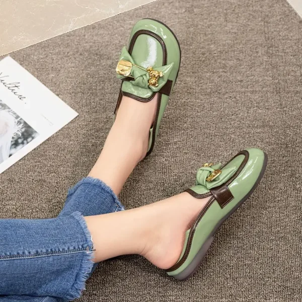 Shoes for Woman  Round Toe Women's Summer Footwear Kawaii Moccasins Flats Cute Flat Green Stylish Chic and Elegant Shoe - Image 5