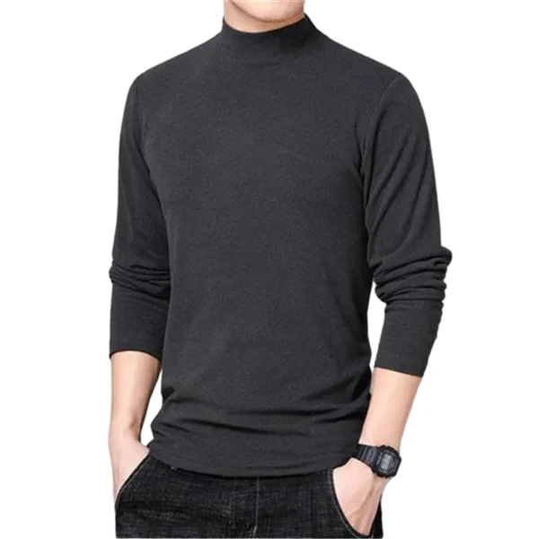 Winter T Shirt For Men Long Sleeve Tshirts Turtleneck Thermal Underwear High Quality Soft Thin fleece keep warm Shirt Homme 4xl - Image 2