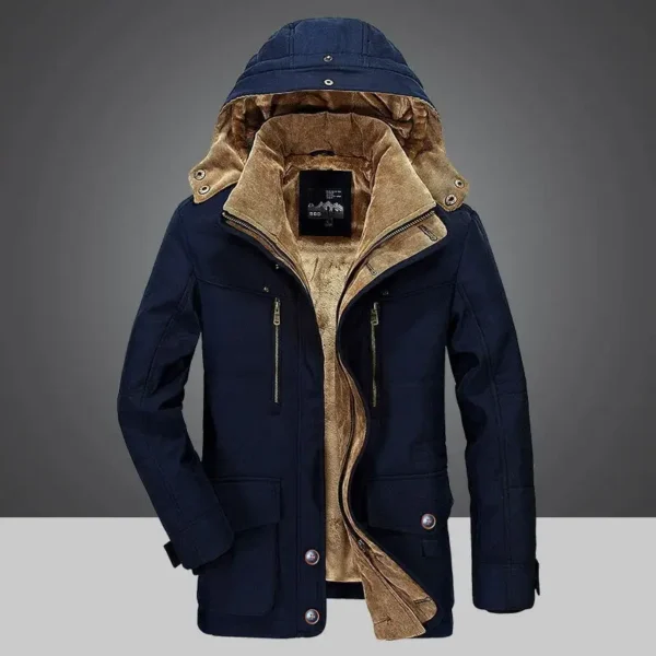 Men's Winter Jacket  Parka Outdoor Plus Velvet Thick Warm Multi Pocket Jackets Solid Parkas Male Coat Large Size Clothing - Image 4