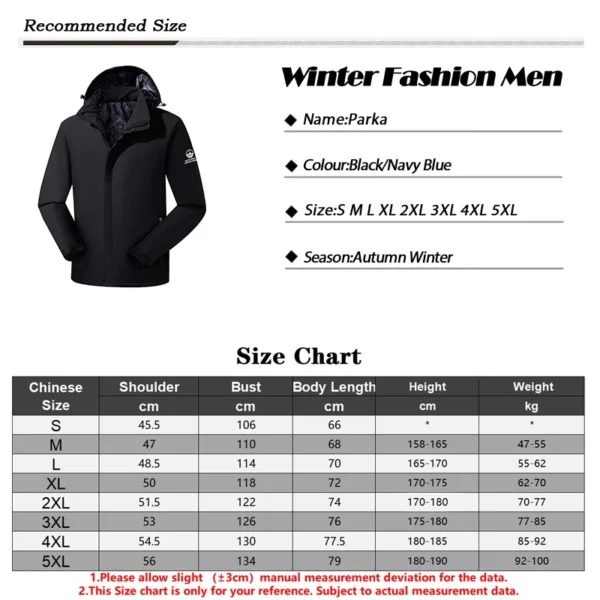 Autumn Winter New Thick Warm Fleece Jacket Parkas Men Casual Brand Windproof Parka Coats Men Detachable Hooded Parka Outwear Men - Image 6