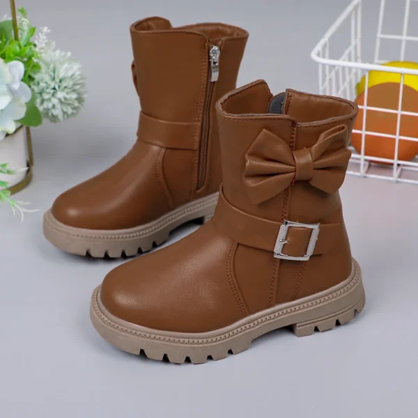 Girls Boots Bow Kids Fashion Buckle Cool Solid Color Toddler Girls Shoes Children Casual Boots Versatile Spring New Simple - Image 5