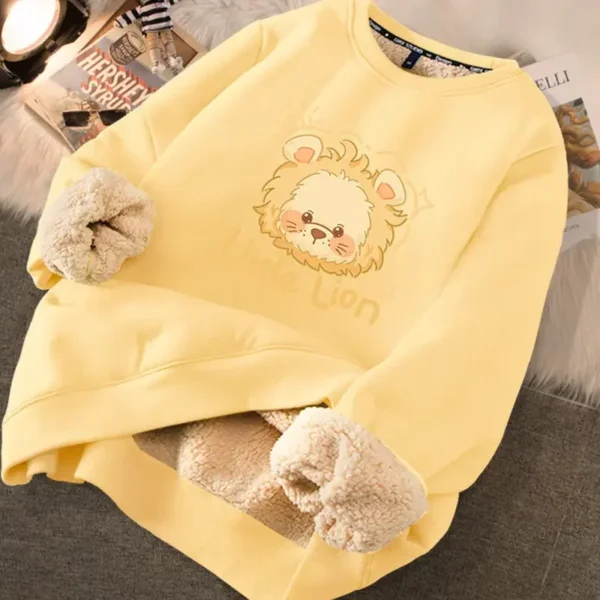 Autumn Winter Women Casual Loose Sweatshirts Lambswool Thicken Thermal Sweatshirts Women Printed Cute Fleece Warm Hoodies - Image 8