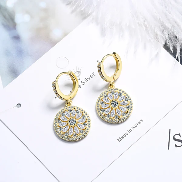 Authentic 100% Real 100% 925 Sterling Silver fine Jewelry Dreamcatcher dangle Tassel Earrings with white CZ Women's GTLE2403 - Image 5